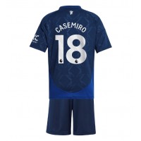 Manchester United Casemiro #18 Fußballbekleidung Auswärtstrikot Kinder 2024-25 Kurzarm (+ kurze hosen)